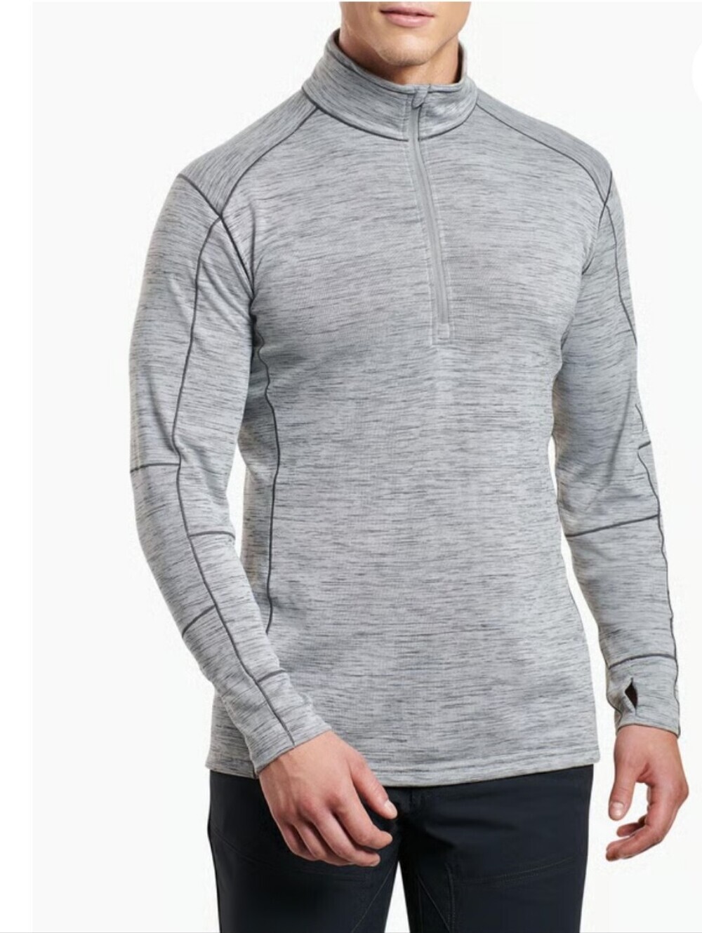 Kuhl Men's Size Large Gray Alloy 1/4 Quarter Zip Long Sleeve Pullover Shirt Top